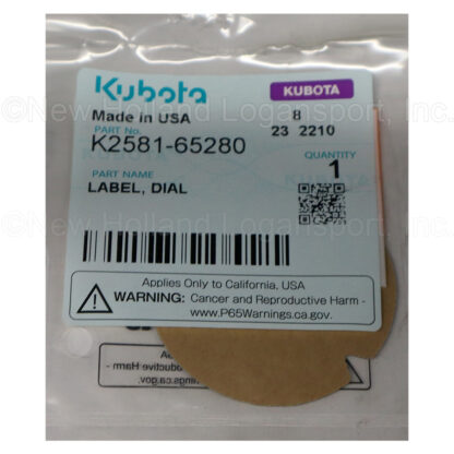 Kubota Dial Label Part # K2581-65280 - Image 2